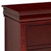 Traditional Style Wooden Dresser with Six Drawers, Cherry Brown